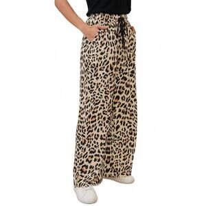 NEW SHEWIN leopard print wide leg pant in brown